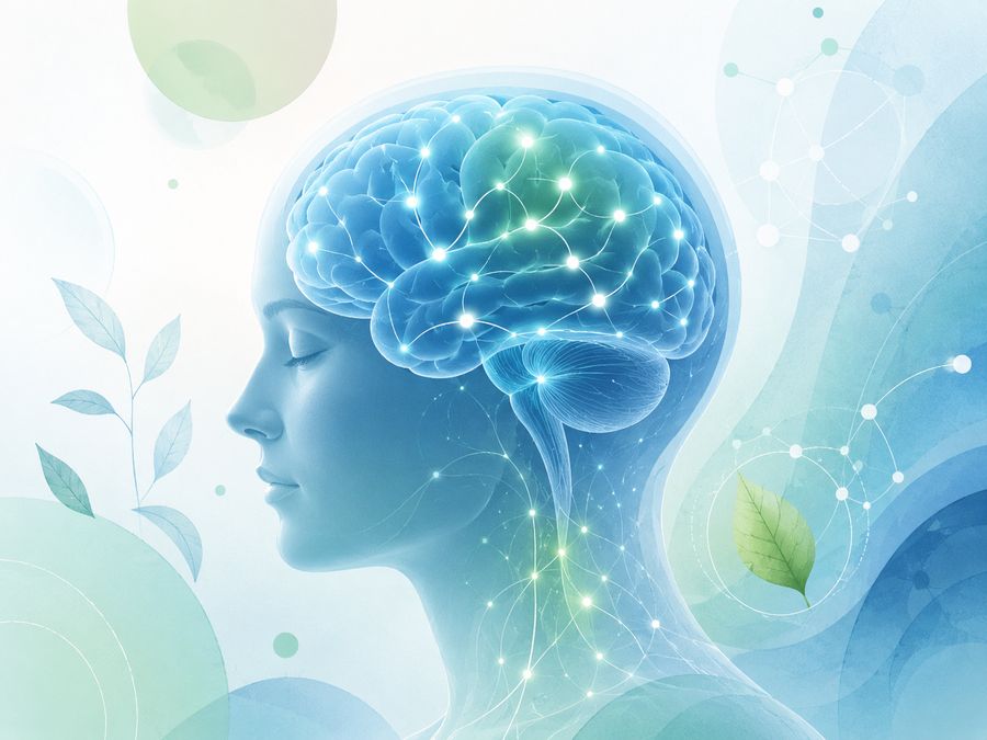 Illustration of brain neural connections representing cognitive health